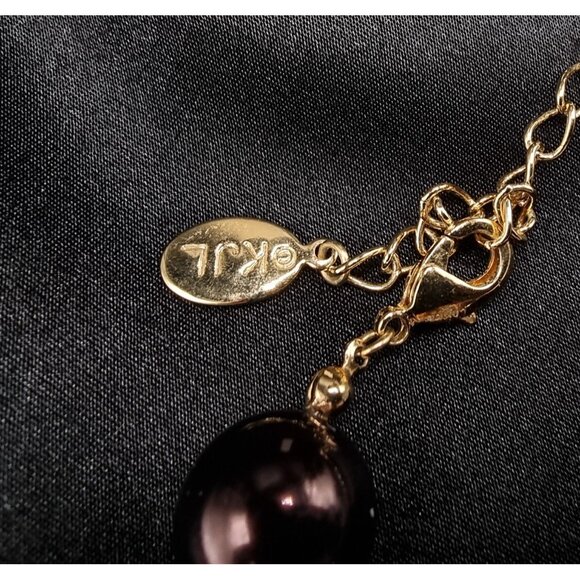 KJL 2009 Multicolor Faux Pearl Necklace Gold-Tone Chain Adjustable Length Elegan - Picture 5 of 5